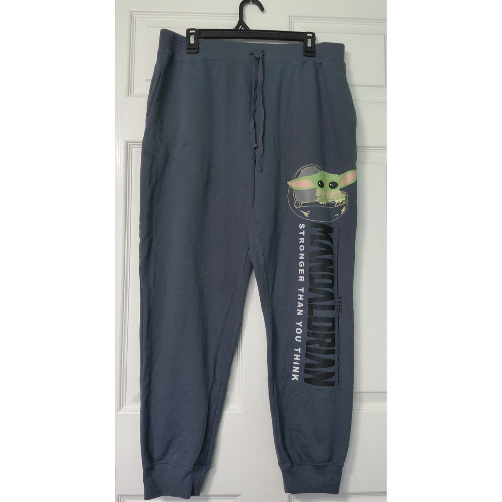 Star Wars Baby Yoda Joggers Sweatpants Mens XL 15 17 Gray Drawstring Mandalorian